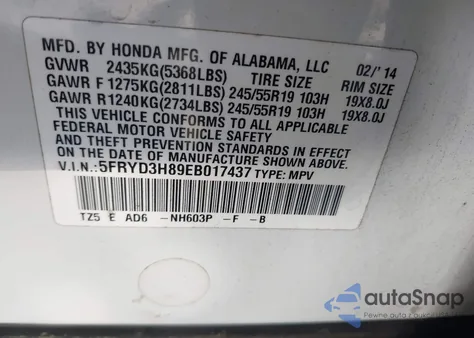 2014 Acura Mdx Advance Pkg W/Entertainment Pkg z USA, uszkodzony, nr VIN 5FRYD3H89EB017437